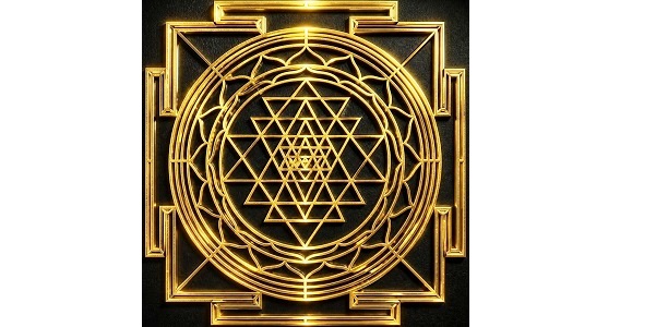 Gold electro-plated Shree Yantra with frame